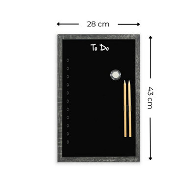 Magnetic 'To Do' Chalkboard with Charcoal MDF Frame - Sleek Modern Design To-Do List Format Chalk Board - H43 x W28 x D1.5cm