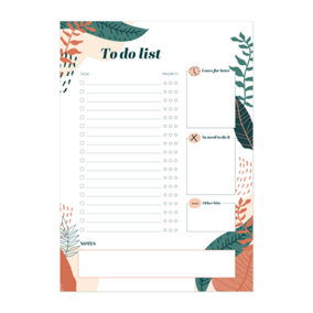 Magnetic To Do List Daily Schedule or Shopping List with Jungle Leaves Design - Get Organised, Reduce Stress