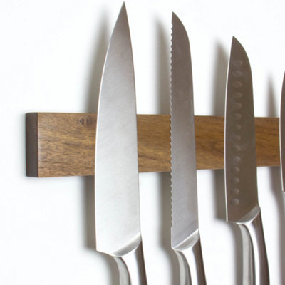 Magnetic Walnut Cutlery Rack for Kitchen, Home, Garage, Office and Shed