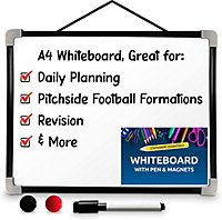 Magnetic Whiteboard A4 with Pen - 29x24cm Small Whiteboard Dry Wipe Board Portable Mini Whiteboard Small White Board for Kids