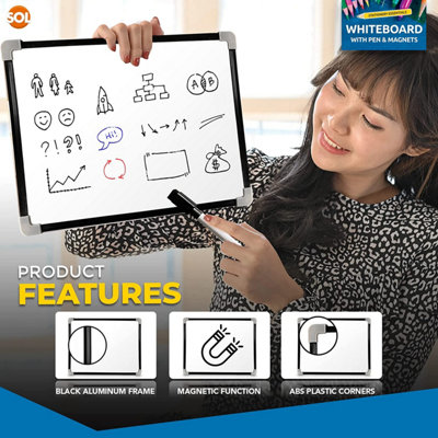 Magnetic Whiteboard A4 with Pen - 29x24cm Small Whiteboard Dry