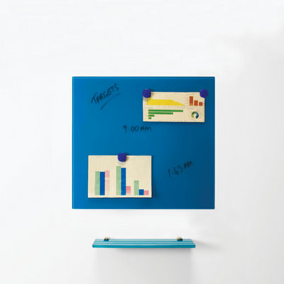 MagniPlan Magnetic Glass Wipe Board for Office, Meeting Room, Classroom and Home Office - 450mm x 450mm - Blue