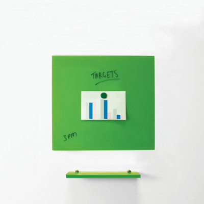 MagniPlan Magnetic Glass Wipe Board for Office, Meeting Room, Classroom and Home Office - 450mm x 450mm - Green