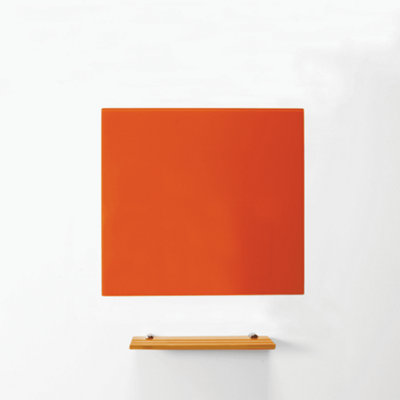 MagniPlan Magnetic Glass Wipe Board for Office, Meeting Room, Classroom and Home Office - 450mm x 450mm - Orange