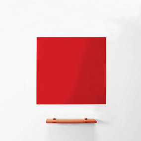 MagniPlan Magnetic Glass Wipe Board for Office, Meeting Room, Classroom and Home Office - 450mm x 450mm - Red