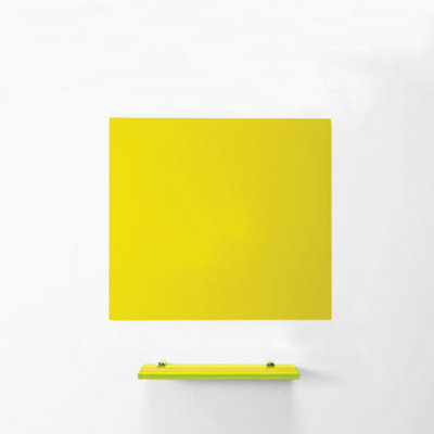 MagniPlan Magnetic Glass Wipe Board for Office, Meeting Room, Classroom and Home Office - 450mm x 450mm - Yellow