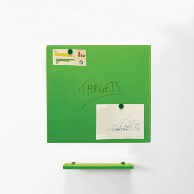 MagniPlan Magnetic Glass Wipe Board for Office, Meeting Room, Classroom and Home Office - 600mm x 450mm - Green