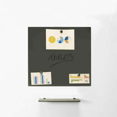 MagniPlan Magnetic Glass Wipe Board for Office, Meeting Room, Classroom and Home Office - 600mm x 450mm - Grey