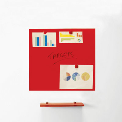 MagniPlan Magnetic Glass Wipe Board for Office, Meeting Room, Classroom and Home Office - 600mm x 450mm - Red