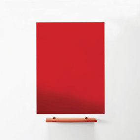 MagniPlan Magnetic Glass Wipe Board for Office, Meeting Room, Classroom and Home Office - 900mm x 600mm - Red