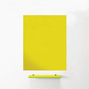 MagniPlan Magnetic Glass Wipe Board for Office, Meeting Room, Classroom and Home Office - 900mm x 600mm - Yellow