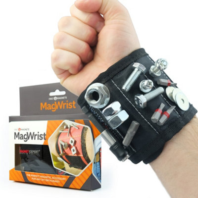 MagWrist Black Magnetic Wristband for Screws, Nails, Drill Bits