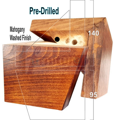 Mahogany Washed Wood Corner Feet 95mm High Replacement Furniture Sofa Legs Self Fixing Chairs Cabinets Beds Etc PKC300