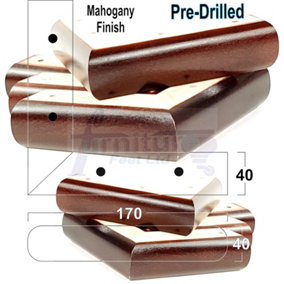 Mahogany Wood Corner Feet 45mm High Replacement Furniture Sofa Legs Self Fixing  Chairs Cabinets Beds Etc PKC321