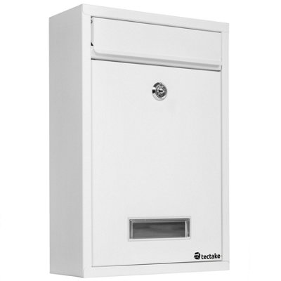 Mailbox Steel, secure post box - white