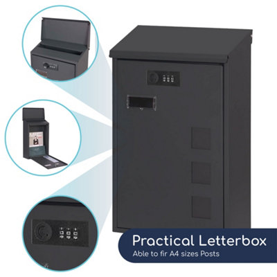 Mailbox, Wall-Mounted Lockable Post Letter Box with Viewing Windows ...