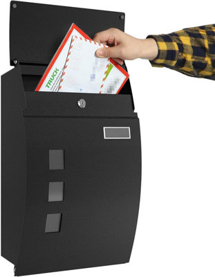 Mailbox, Wall-Mounted Lockable Post Letter Box with Viewing Windows ...