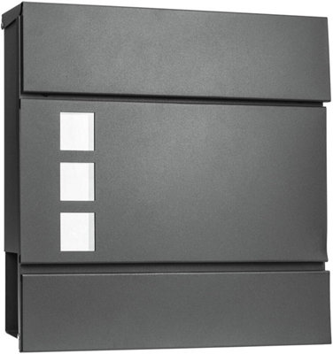 Mailbox, Wall-Mounted Lockable Post Letter Box with Viewing Windows, With 2 Keys, Easy to Install, Black