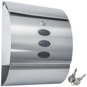 Mailbox with newspaper tube rounded stainless steel - silver