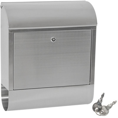 Mailbox with newspaper tube XXL stainless steel - grey
