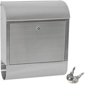 Mailbox with newspaper tube XXL stainless steel - grey