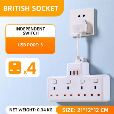 Main Adaptor Extension Power Socket 7 Way Gang Switched Multi UK Plug ...