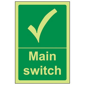 Main Switch Safety Condition Sign - Glow in the Dark - 100x150mm (x3)