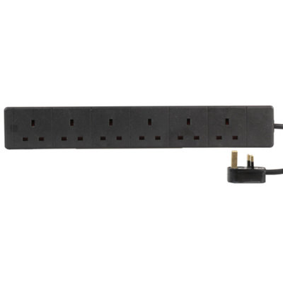 Mains Extension Lead, 6 Gang, 0.5m, Black Price Comparisons | Compare The Build