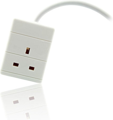 1 Gang Extension Lead – 13A Mains Power Socket – White/Black – 1M To 20M Lengths Available