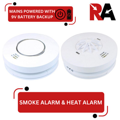 Mains Smoke Detector & Heat Alarm RF Interconnect with Battery Back Up