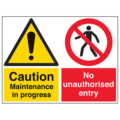 Maintenance In Progress No Entry Sign Adhesive Vinyl - 600x450mm (x3 ...