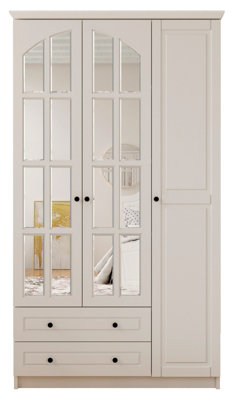 MAISON  3 Door 2 Drawer Mirrored White Wardrobe