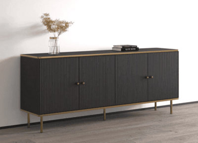 Maison Black And Gold 4 Door Wide Sideboard