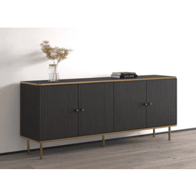 Maison Black And Gold 4 Door Wide Sideboard