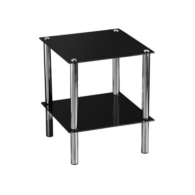Maison by Premier 2 Tier Black Glass End Table