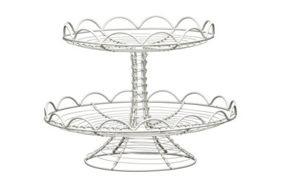 Maison by Premier 2 Tier Cream Wire Cake Stand