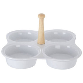 Maison by Premier 4 Section White Ceramic Snack Dish