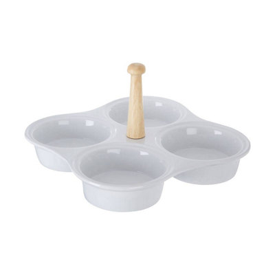 Maison by Premier 4 Section White Ceramic Snack Dish