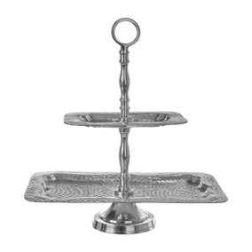 Maison by Premier Bailey 2 Tier Hammered Aluminium Cake Stand