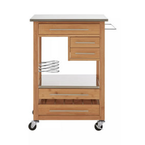 Maison by Premier Bamboo Four Drawer Kitchen Trolley