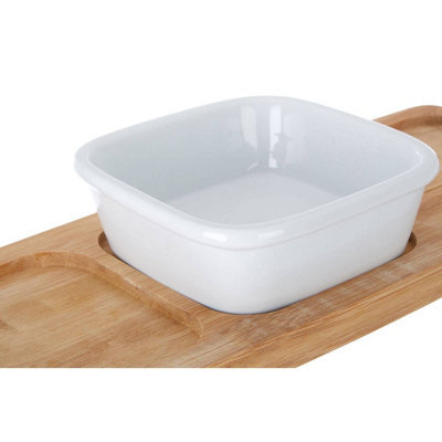 Maison by Premier Bamboo Snack Tray With White Bowl