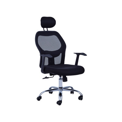 Maison by Premier Black Home Office Chair with Black Arms and 5-wheeler Base