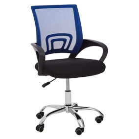 Maison by Premier Blue Home Office Chair with Black Arms and 5-wheeler Base