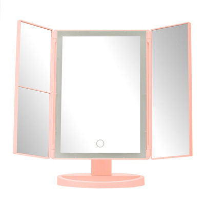 Maison by Premier Cassini Tri Fold Border Pink Table Mirror