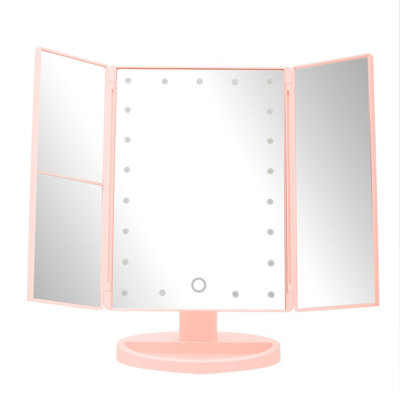 Maison by Premier Cassini Tri Fold Pink Led Table Mirror