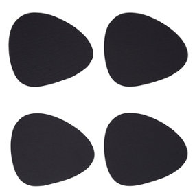 Maison by Premier Catlins 4Pc Pebble Black Leather Coasters