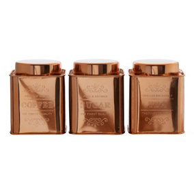 Maison by Premier Chai Set of 3 Copper Finish Storage Canisters