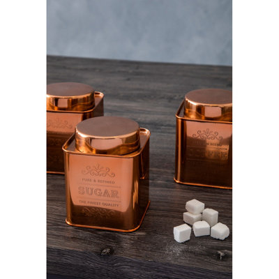 Copper tea coffee sugar canisters sales