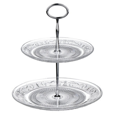 Maison by Premier Clear Glass 2 Tier Cake Stand