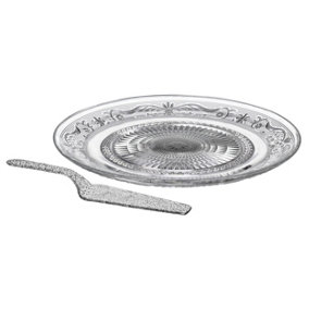 Maison by Premier Clear Glass Cake Plate And Slice